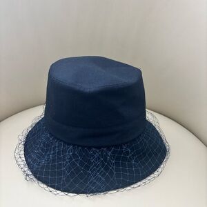 Elegant Navy Bucket Hat with Mesh Detail